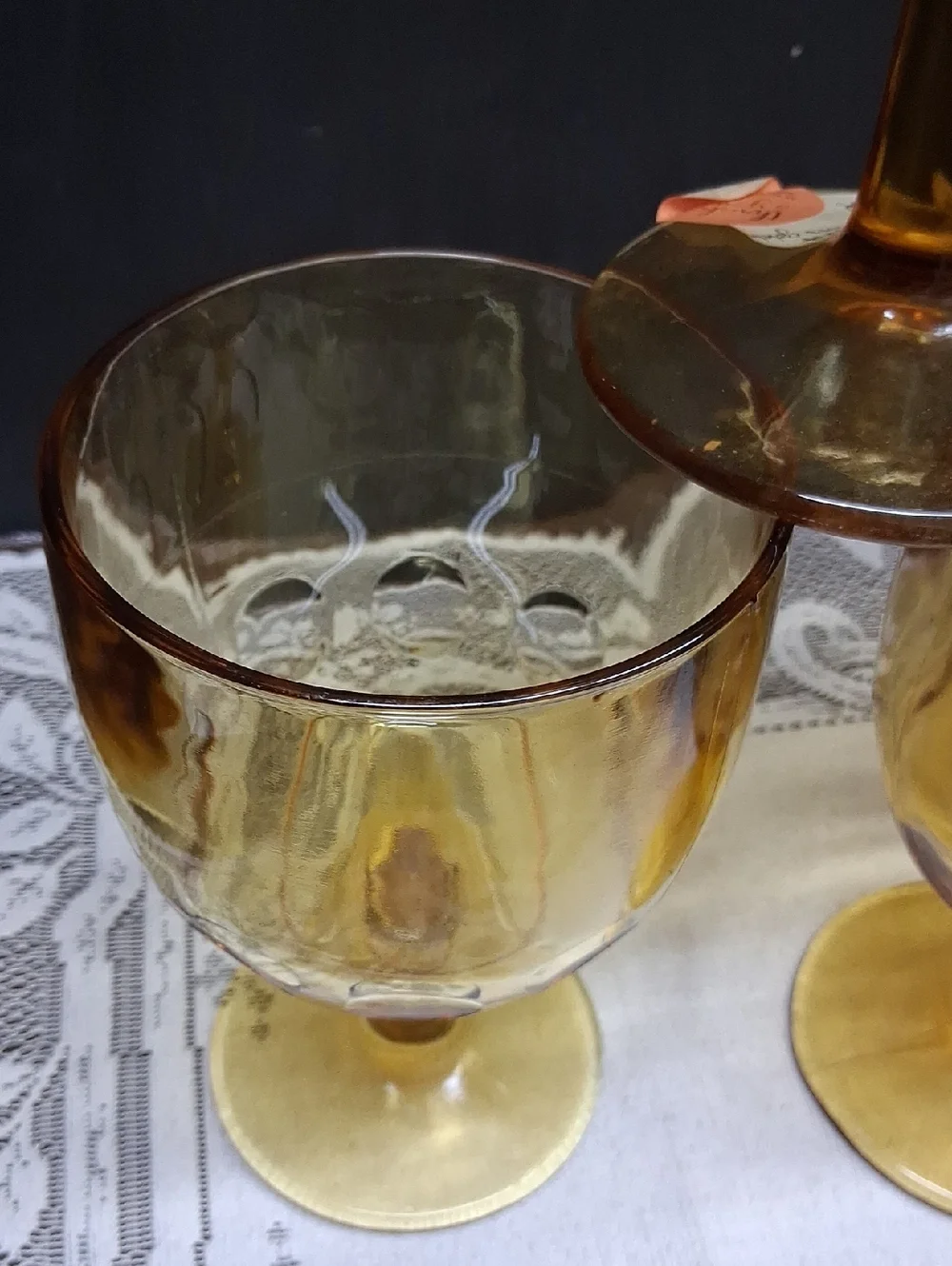 Vintage Bartlett‎ Collins Golden Amber Thumbprint Goblet
